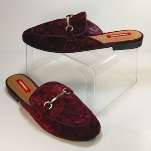 Unionbay Solo Velvet Loafer Red Wine Mules 8½